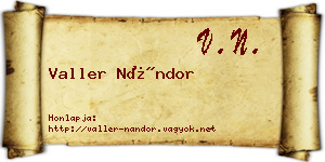 Valler Nándor névjegykártya